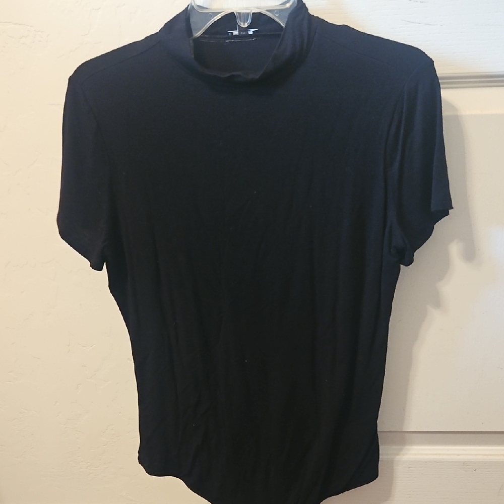 Express Women's Black Short Sleeve Mock Neck Bodysuit